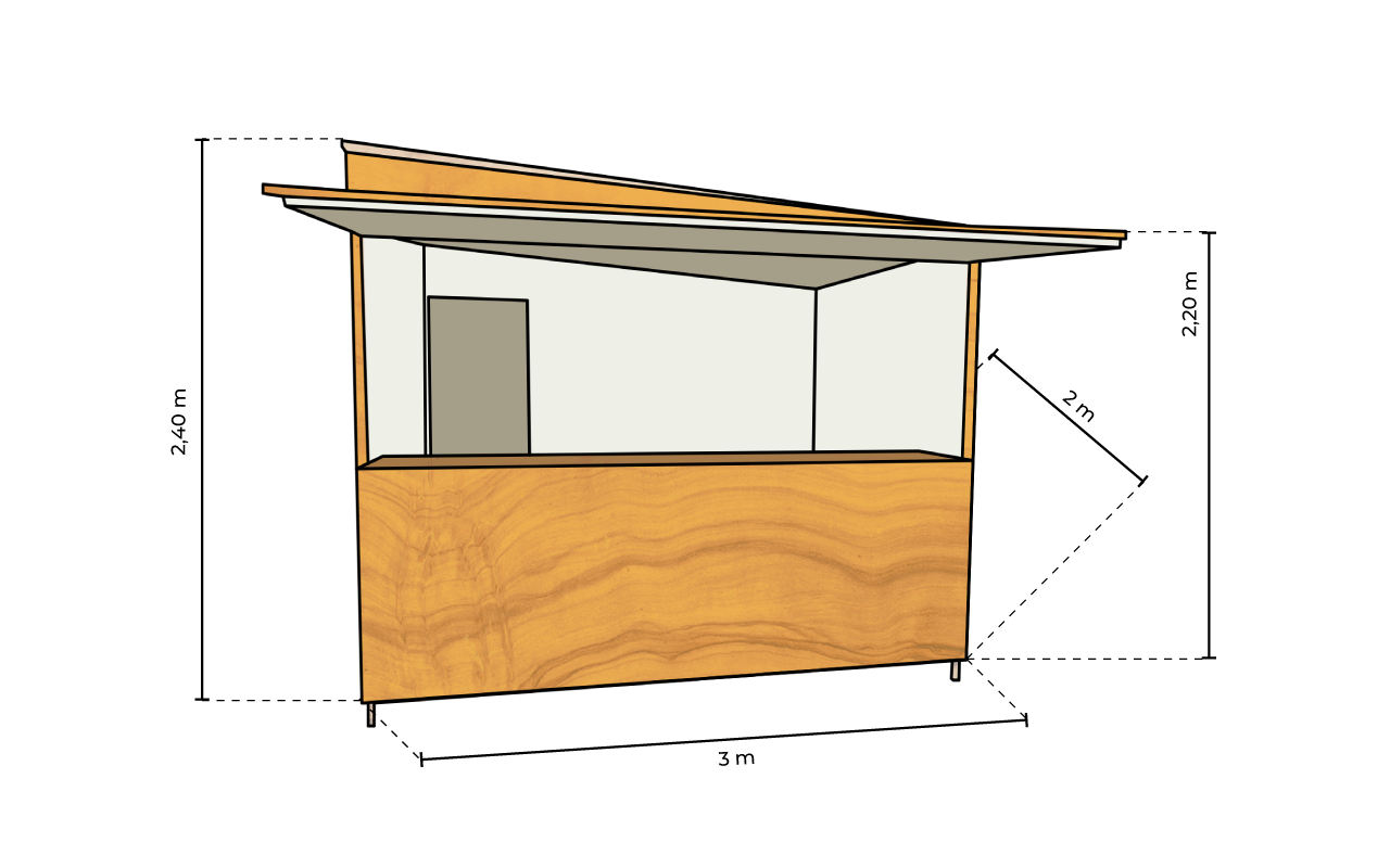 alquiler de caseta de madera 2 x 3